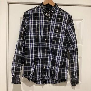 Express Black and Blue Plaid Button-Down Shirt